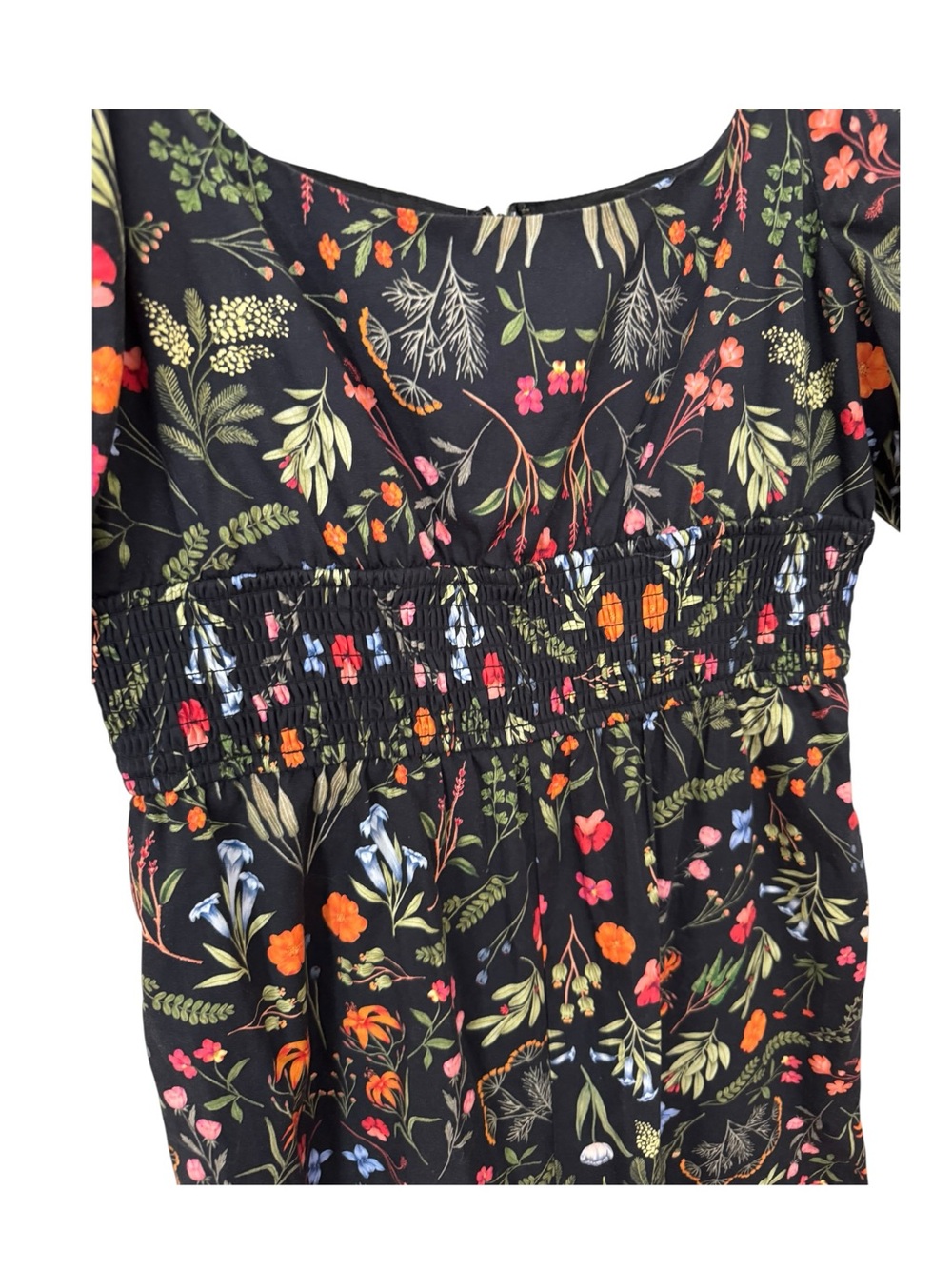 HUTCH | Anthropologie Puff-Sleeve Wide Leg Jumpsuit in Black Floral, Size Small - Picture 6 of 16